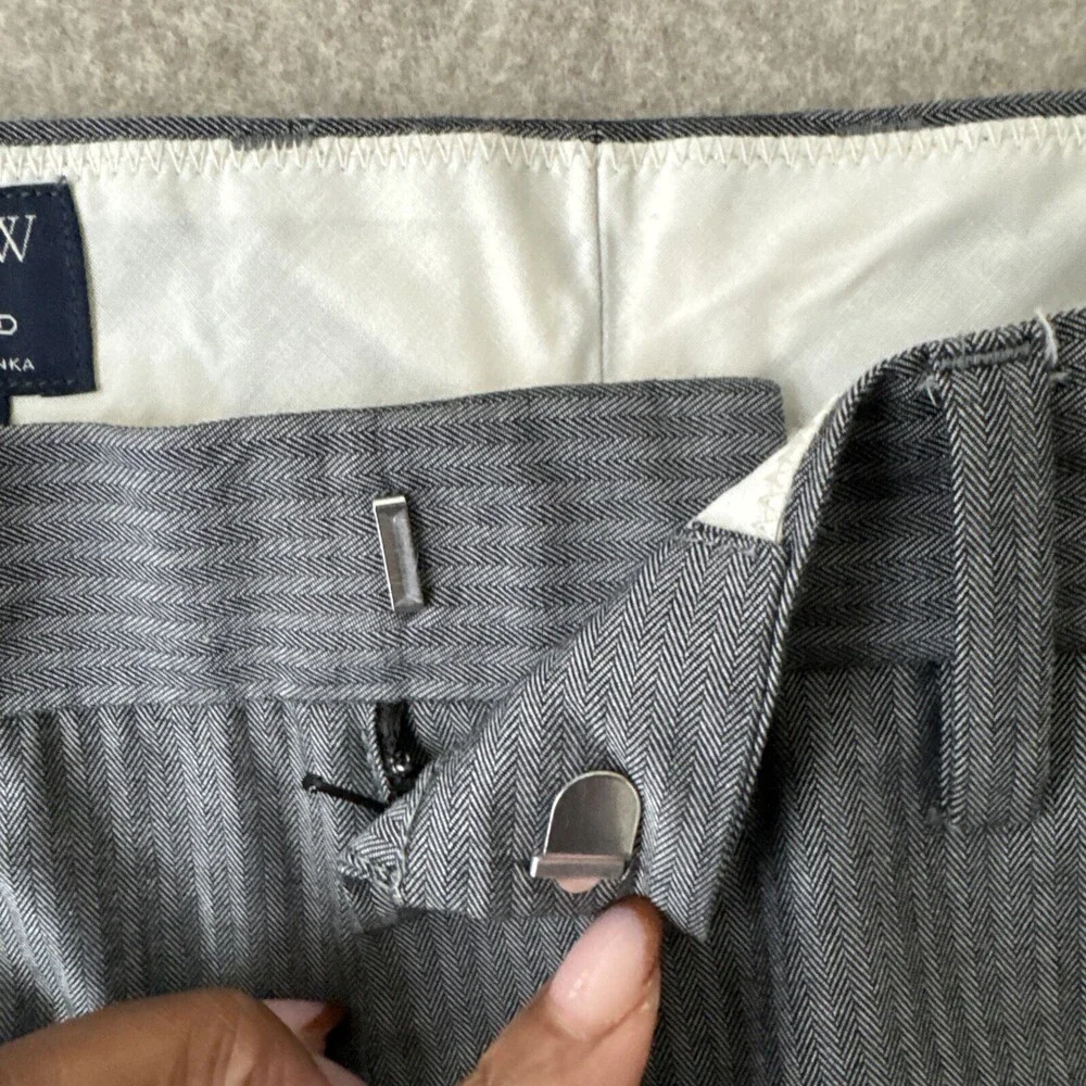 J‎ Crew Bedford Dress Pants Mens 33x31 Grey Herringbone Cotton